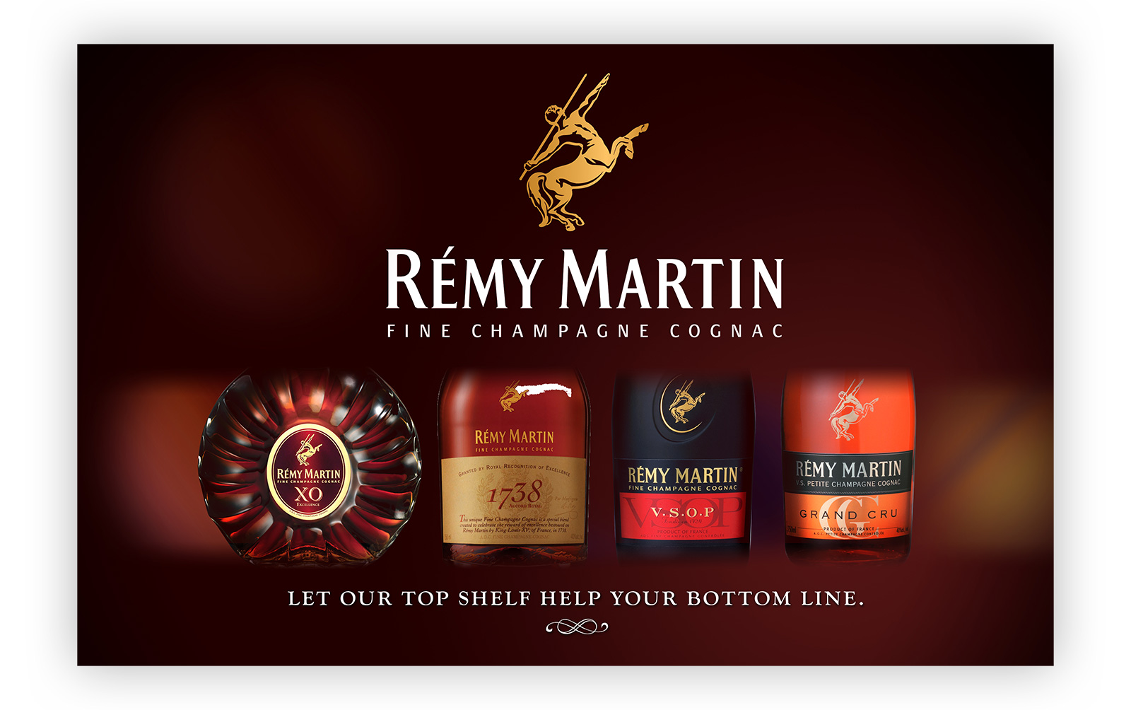 High-quality print and advertising for the spirits industry, depicting: Rémy Martin.