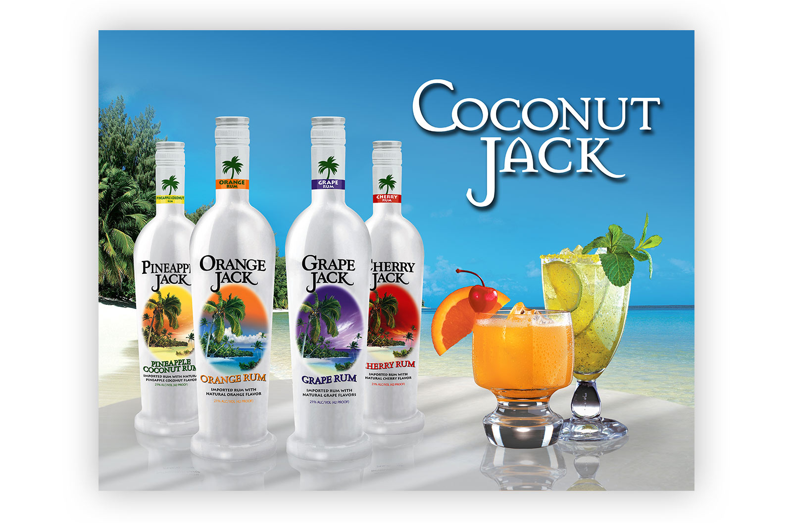 High-quality print and advertising for the spirits industry, depicting: Coconut Jack.